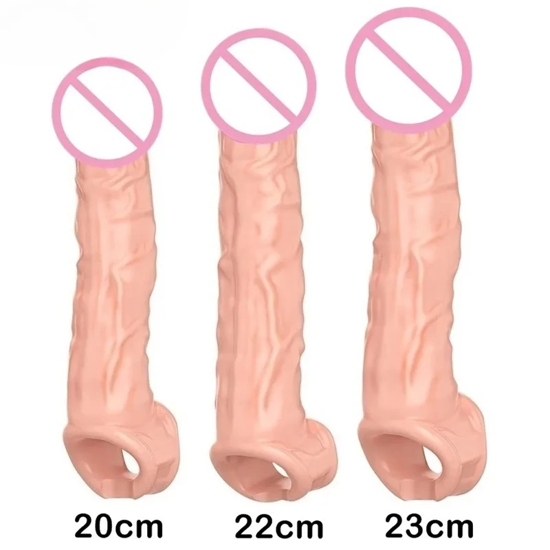 2026 HOT! Large Penis Extender Sleeve Reusable Comdom Delay Ejaculation Penis Sleeve Dick Male Dildo Enlargers Sex Toys For Men