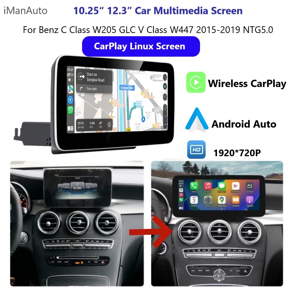 

Wireless Carplay Android Auto Touch screen Multimedia for Mercedes Benz NTG5.0 GLC w253C W205 V Car Play