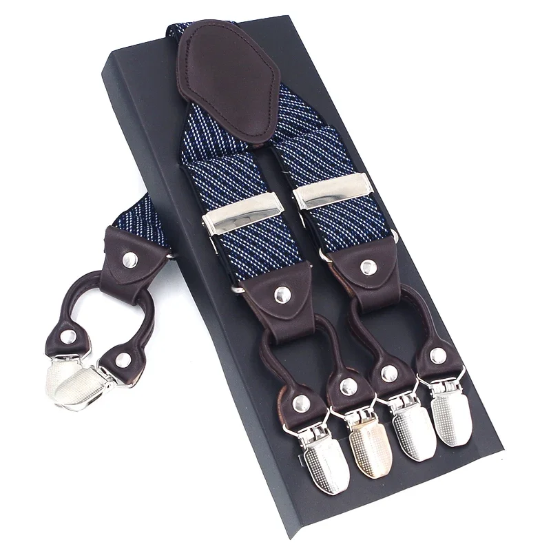 Fashion Man's Suspenders Leather Alloy Braces Male Unisex Vintage Casual Leather Suspensorio Trousers Strap Husband's Gift New