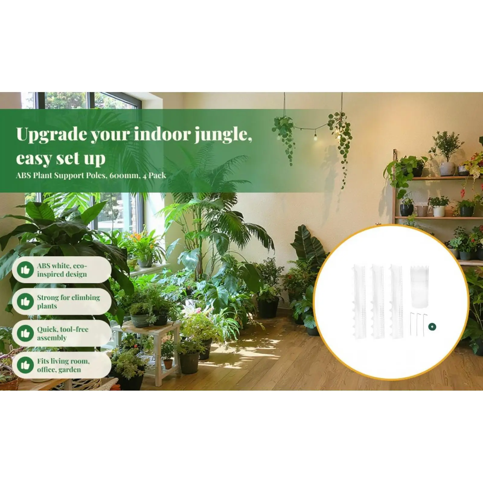 4 Pieces 24inch Plant Support Stackable Stable Sturdy DIY Plant Stakes for