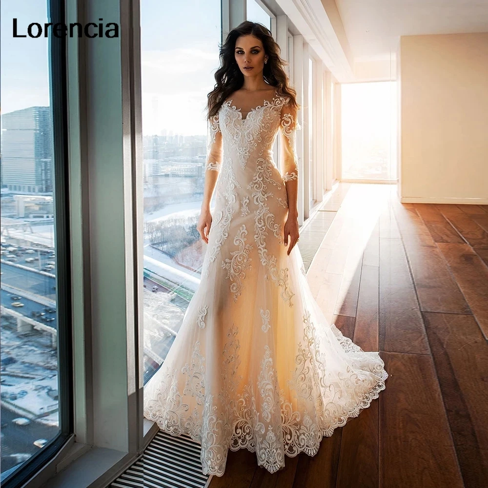 

Customized Half Seeve Mermaid Lace Wedding Dress Sweetheart Appliques 2024 Bride Dress Bridal Gown Vestido De Noiva YMW175