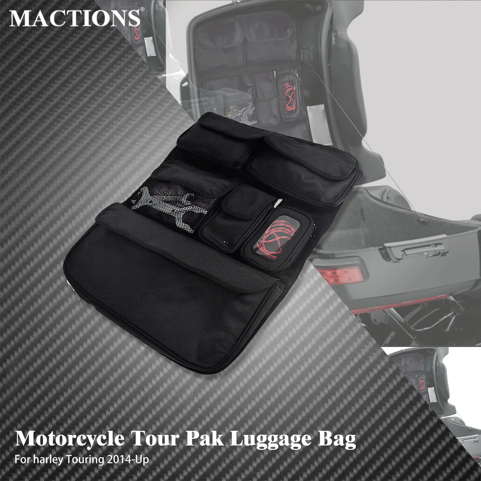 

Motorcycle Tour Pak Organizer Storage Bag Luggage Lid Saddle Bag For Harley Touring Road King FLHR Street Glide FLHX 2014-2022