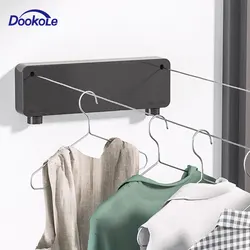 DOOKOLE 5.2m Retractable Clothesline,Stainless Steel Double Clothes Line Retracting,Heavy Duty Line Retractable Wall Mounted