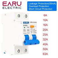 2P AC 230V MCB RCBO RCCB RCD Leakage Current Overload Short Circuit Protection 30ma Residual Current Circuit Breaker Switch