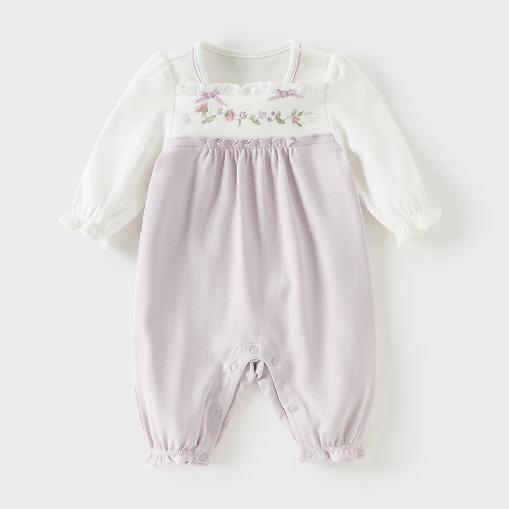Dave Bella Newborn Spring Knitted Jumpsuit Creeper Girls Cotton Embroidery Cute Romper Baby Princess Party Clothes DB1261012