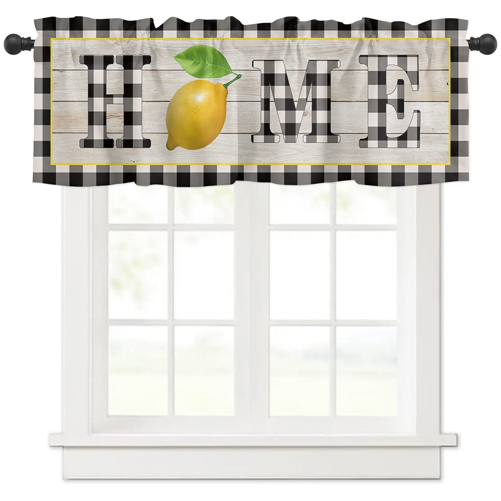 ZEDLIYU Valances for Windows Kitchen Living Room Small Window Valance Lemon 1 Panel, 54 x 18 Inch