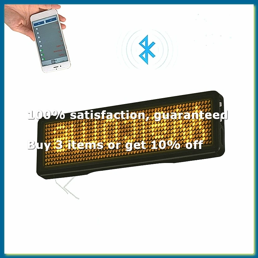 ●Bluetooth LED Name Badge Rechargeable Light Sign DIY Programmable Scrolling Message Board Display LED,Type 2