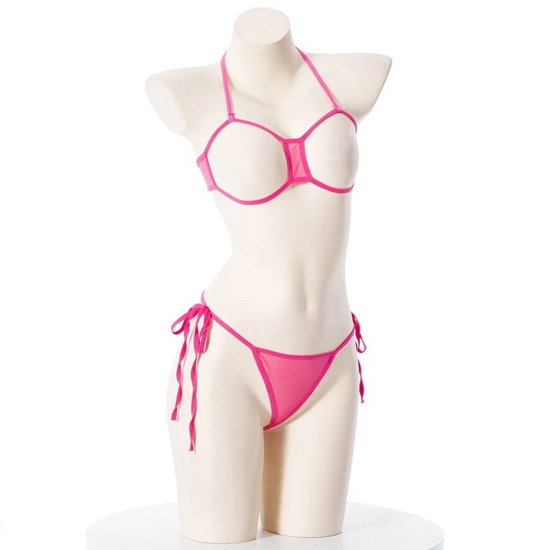 AniLV Pink Hollow Bikini Swimsuit Women  Three Point Underwear Set Swimwear Costume Cosplay