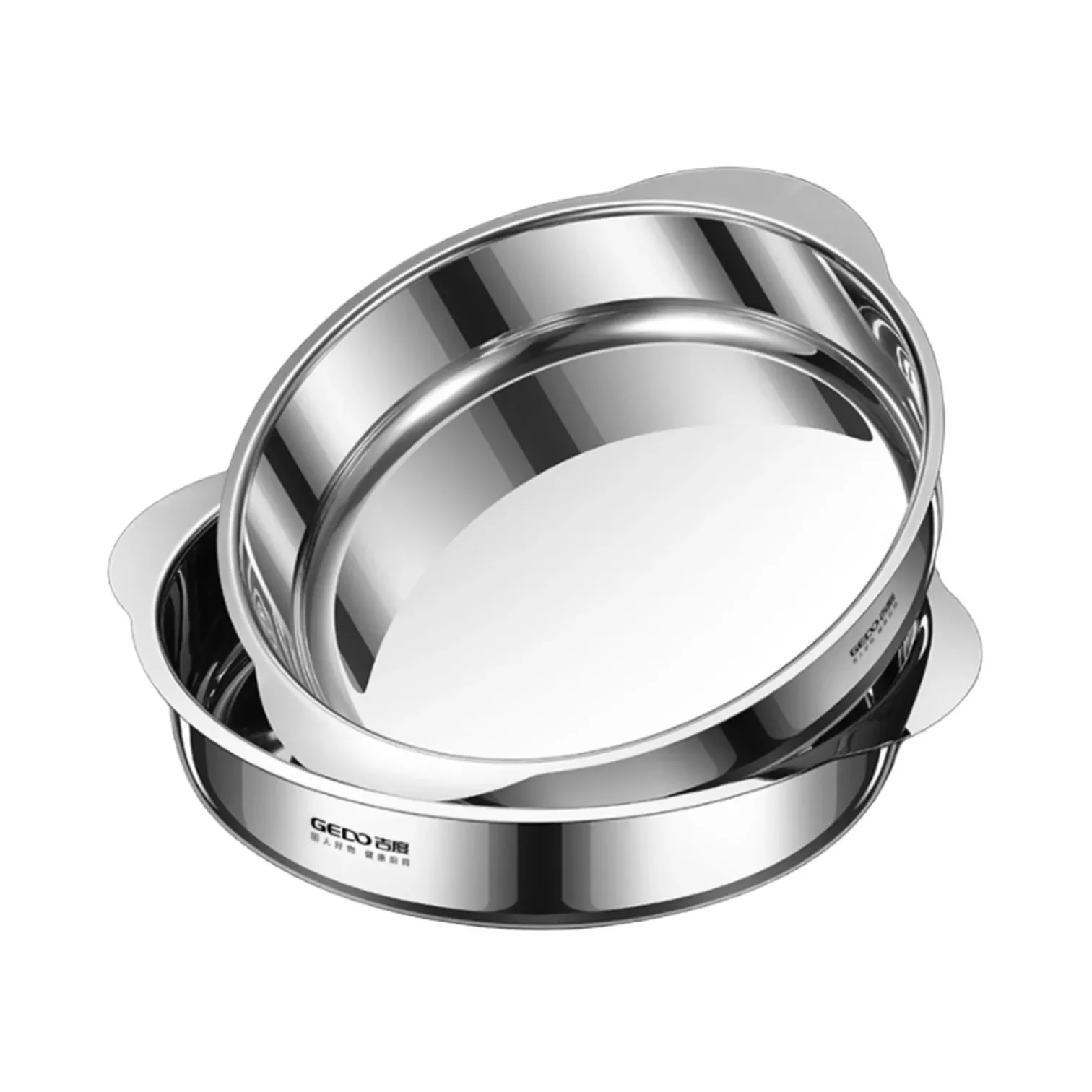 Certification Pure 304 Stainless Steel Kitchen Straight Plate with Side Handles Well Polished Reflective 22/24cm Dish
