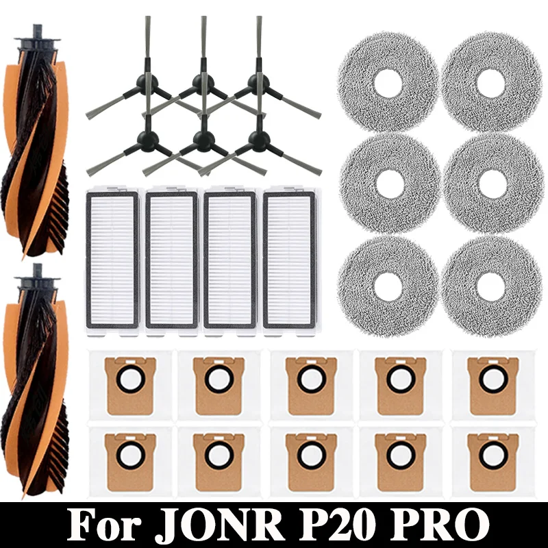 For JONR P20 PRO / T5 Pro Robot Vacuum Cleaner Accessories Main Side Brush Hepa Filter Mop Cloth Replacement