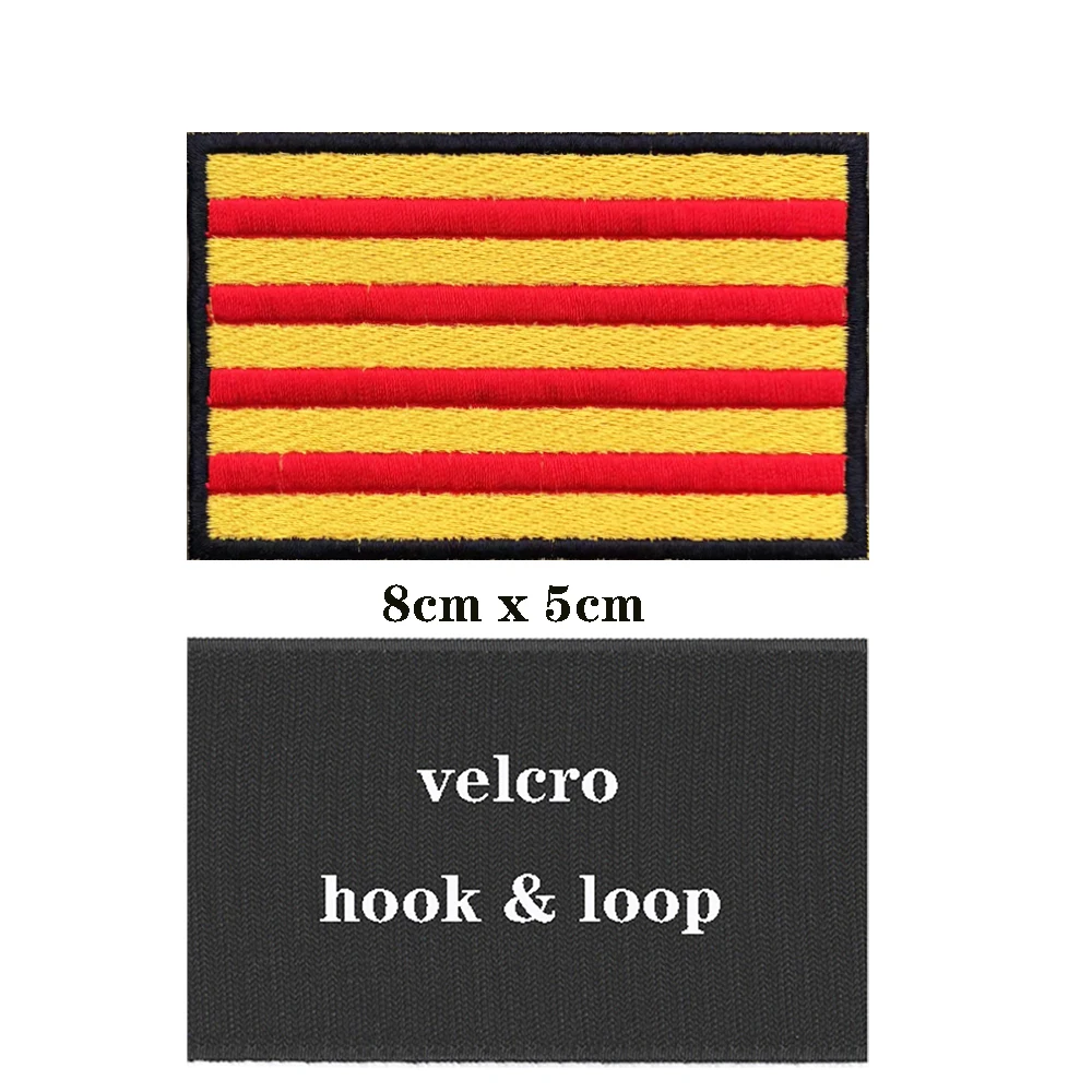 1PC Catalonia Flag Patches Armband Embroidered Patch Hook & Loop Or Iron On Embroidery  Badge Military Stripe