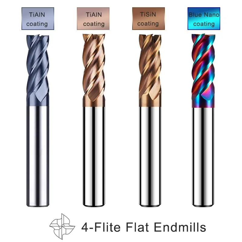 Azzkor 4-flöte hrc50/55/65/70 Wolfram stahl karbid Nano beschichtung Flat Schaft fräser cnc mechanische Bearbeitung Fräs werkzeuge – Detail 2