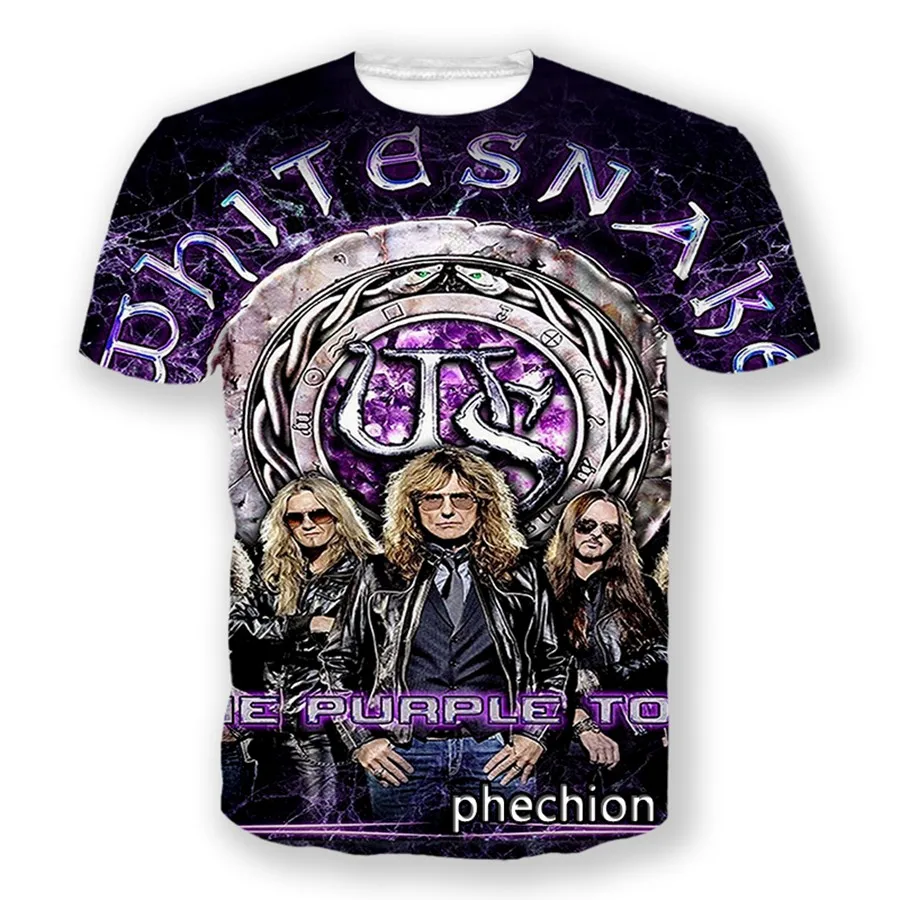 phechion Whitesnake Band 3D Print Men T Shirt Hip Hop Women Tshirt Unisex Clothing Tops Suppliers for Drop Shipper A48