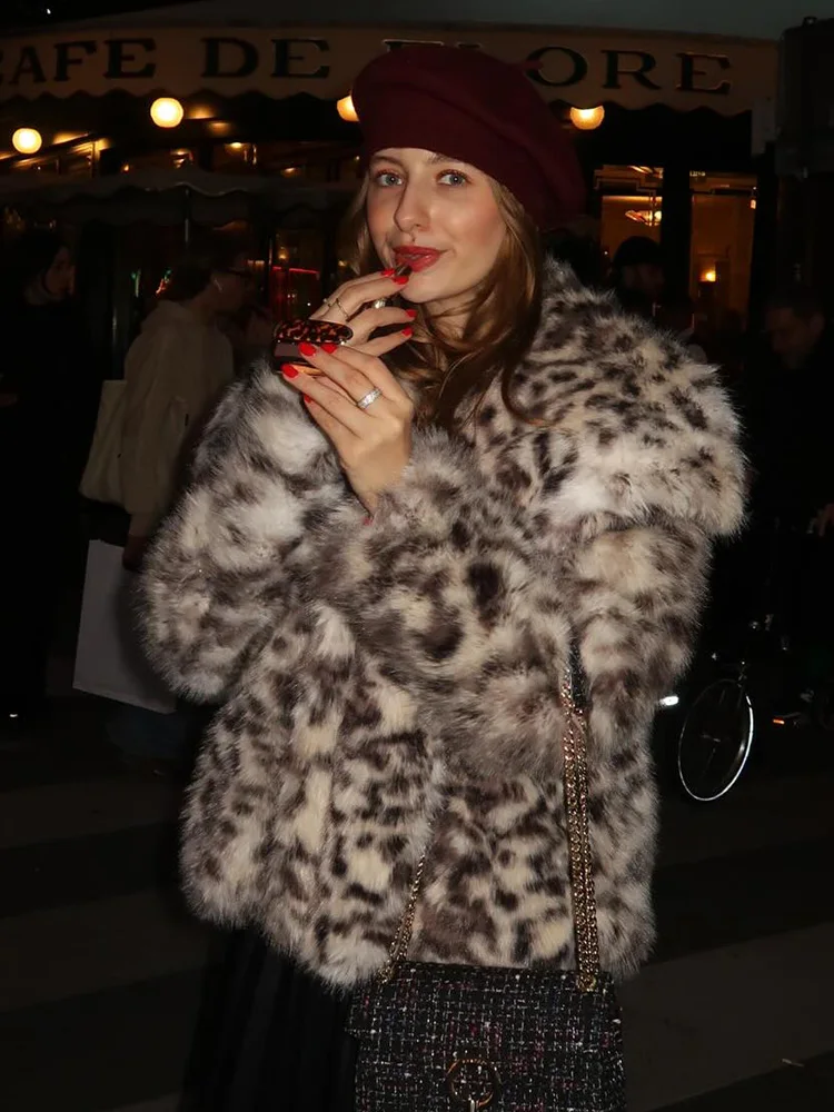 Eleganckie, ciepłe kurtki zimowe damskie z nadrukiem, kołnierzem wykładanym, kieszeniami, zapinane na jeden guzik, modne płaszcze damskie z długim rękawem.