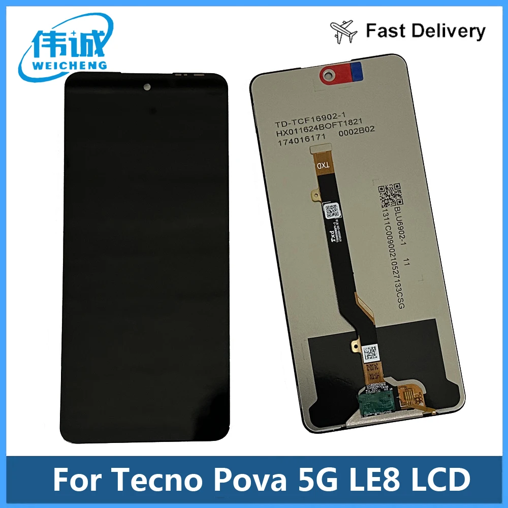 

6.9" Tested LCD For Tecno Pova 5G LE8 LCD Display Touch Screen Digitizer Assembly For Tecno Pova 5G LCD Replacement Sensor Parts