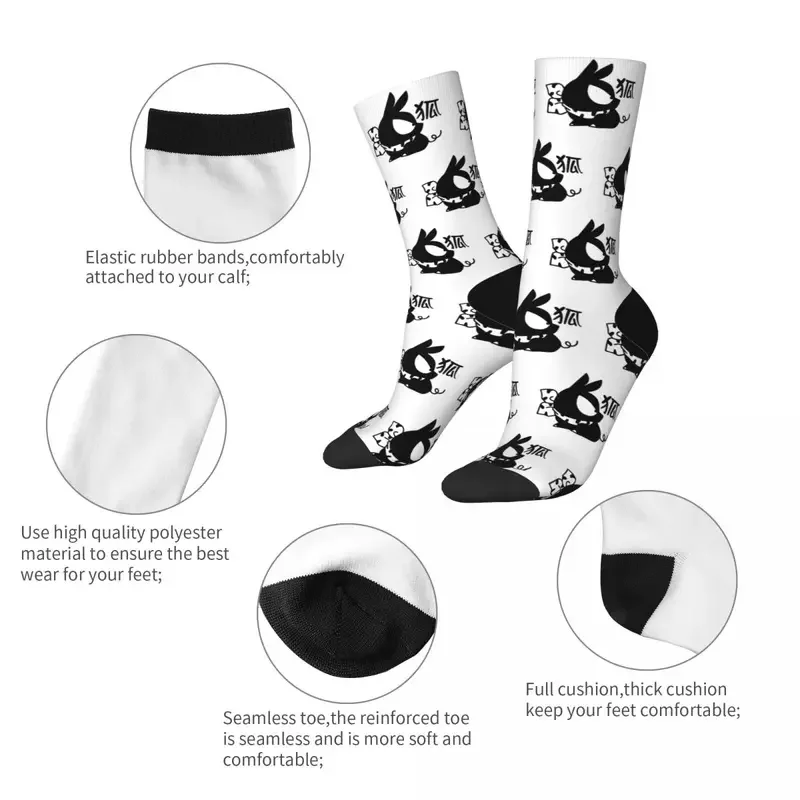 Y2K Autumn Winter Funny Women Men P-Chan Pig Kanji Ranma Anime Manga Breathable Basketball Socks