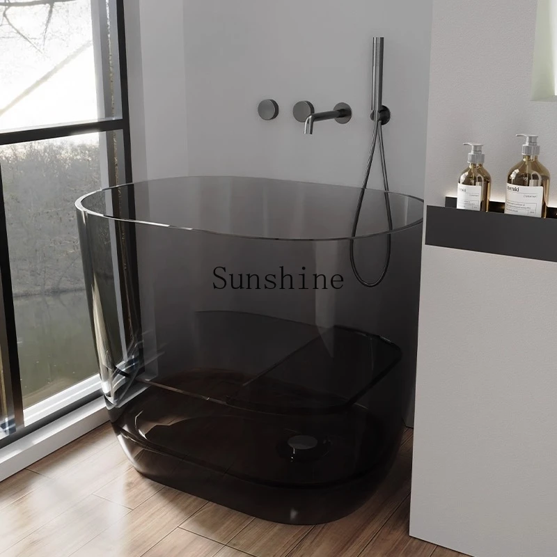 

Pure resin transparent crystal color art bathtub independent hotel home sitting deep bubble