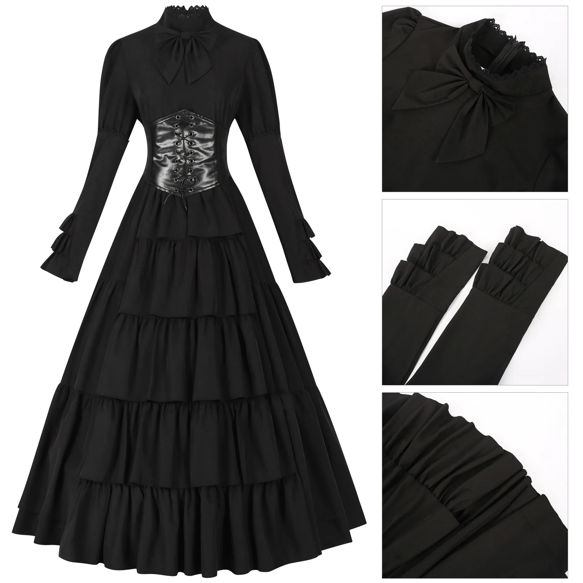 Medieval Gothic Women Clothing Victorian Court Dress Renaissance Irish Ball Gown Halloween Cosplay Costume Performance Costumes