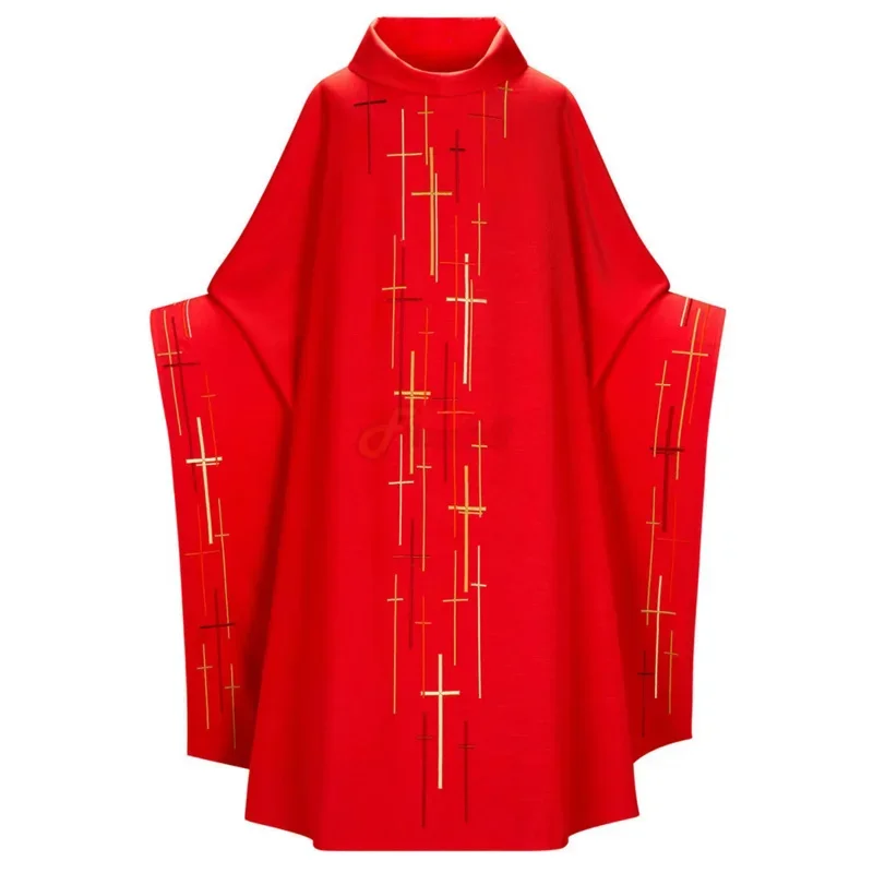 Men Women Medieval Retro Priest Monk Long Gown Cosplay Costume Cross Print Muslim Missionary Cloak Cape Halloween Party Robe