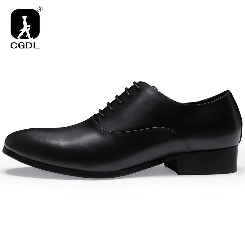 3CM Heels Men Wedding Shoes Genuine Leather White Black Oxford Dress Business Suit Shoe Lace Up Point Toe Formal Shoes Handmade