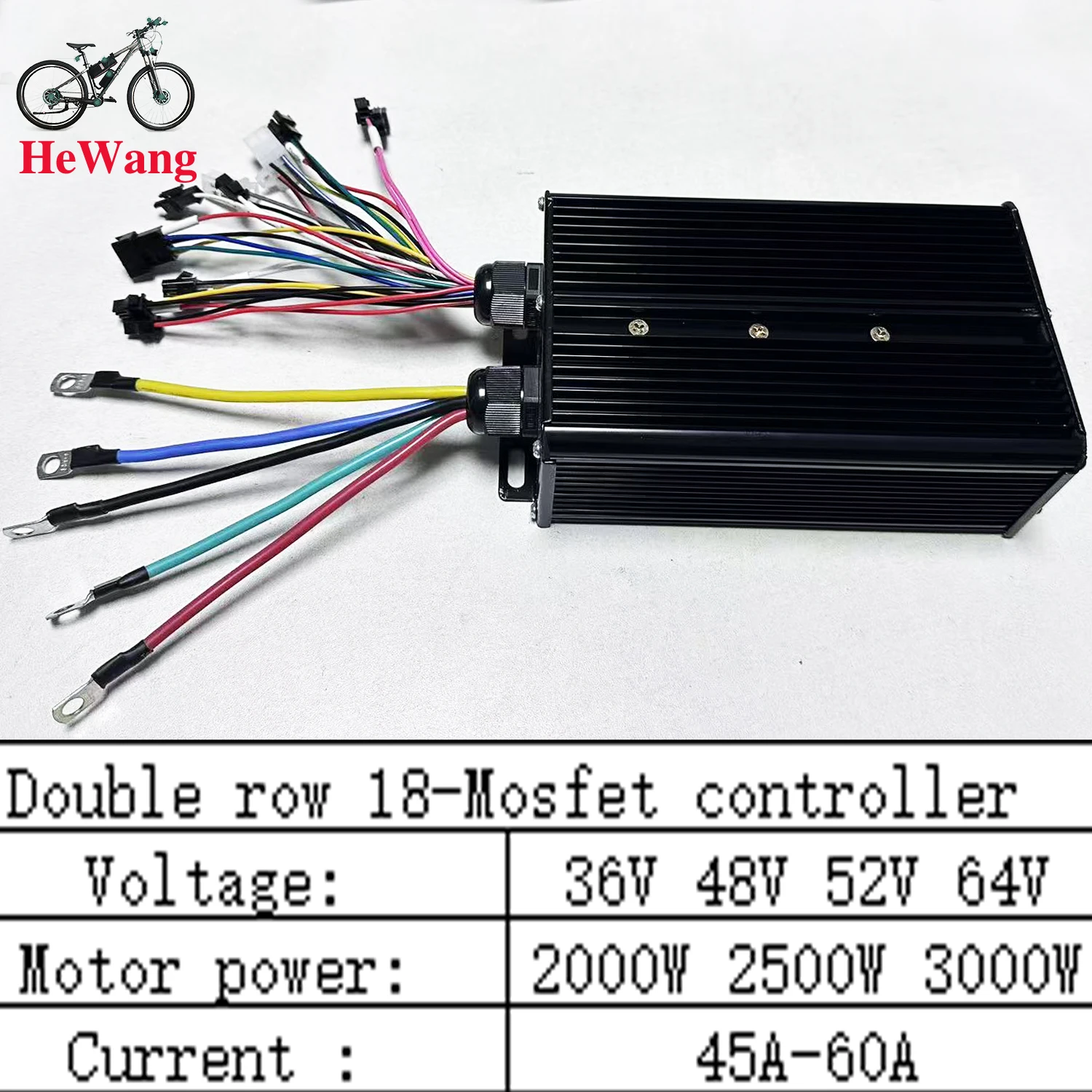 45A 3-Mode Sine Wave BLDC Controller 1500W-2000W  36V 48V-60V, For UART No.2 Protocol S866 SW900 LCD Display E-Bike Scooter