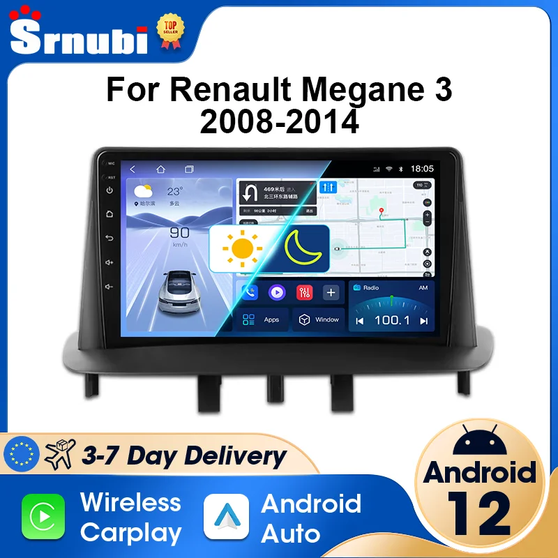 2 Din Car Radio Android 12 Multimedia Player For Renault Megane 3 Fluence Samsung SM3 2008-2014 Navigation Carplay Auto Stereo