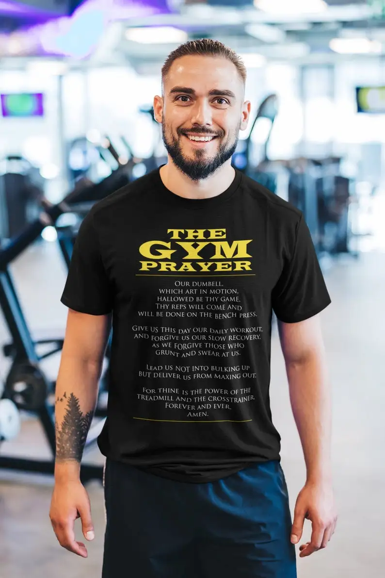 The  Prayer Fitness Graphic Tees Men - Novelty  Shirt - Workout  T Shirts - Motivational Gifts,  Lovers Tshirt
