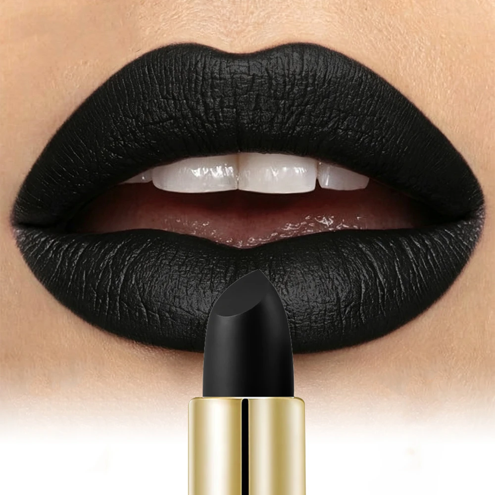 1pc 1pc Matte Black Lipstick Long Lasting Non-transfer Lip Makeup Halloween Cosplay Party Dramatic Lip Cosmetic - Aliexpress Deal