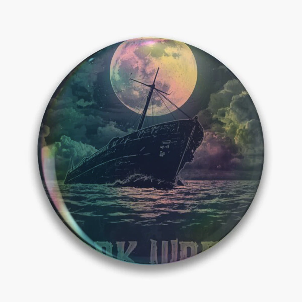 Widows Bay Every Tide Hides A Story | Vintage Whale Ocean T-Shirt Pin Holographic Star Heart Pin Brooches Laminated Button Fashi