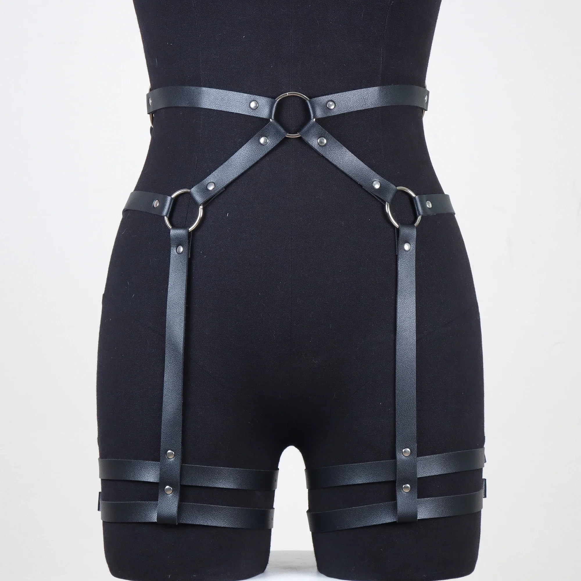 Sexy Bodys Lingerie Woman Leather Harness Bdsm Garter Belt Bondage Thigh Harness Seks Suspenders Strap Belt Stockings Female