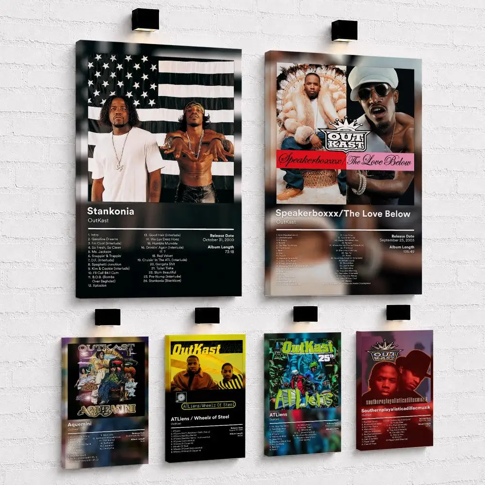 Rapper Album O-Outkast Framed Wall Painting Ready to Hang Canvas Wall Art Poster for Bedroom Living Room Home Decor Gift