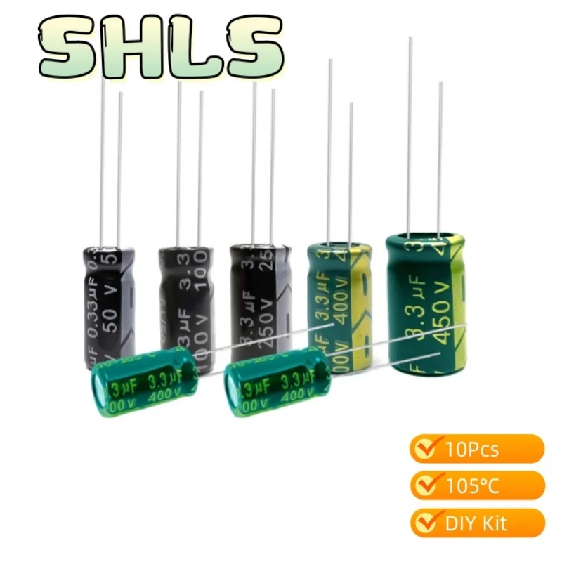 3.3uF Electrolytic Capacitor Assortment Kit 105°C10pcs per Value 50V 100V 250V 400V 450V Full Set of 50pcs - For Repair DIY P