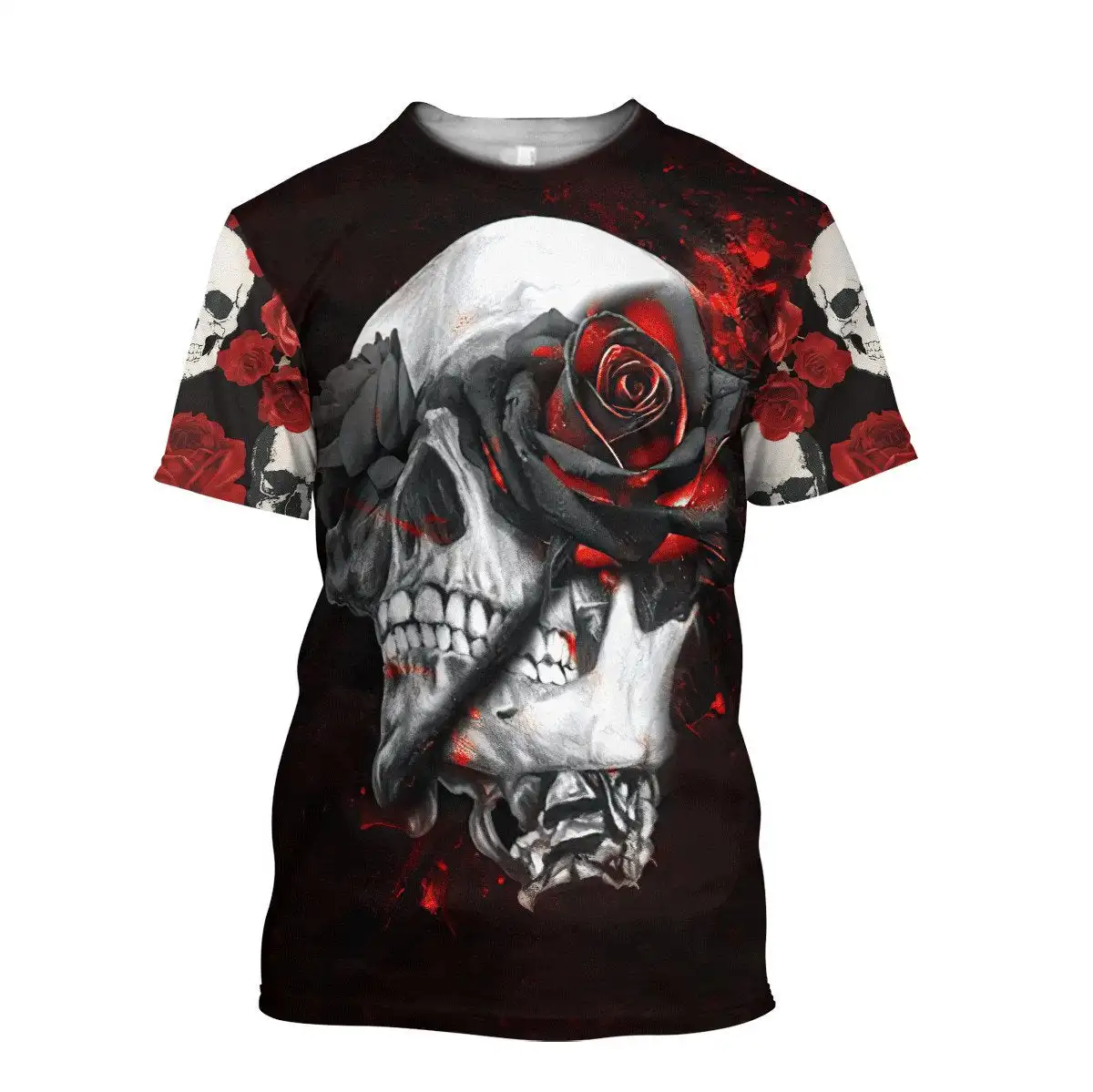 

Skull Rose Tattoo 3D Printed Men T-Shirts Summer New Fashion Tee Casual Short Sleeve Shirt Unisex Harajuku Top Women Streetwear