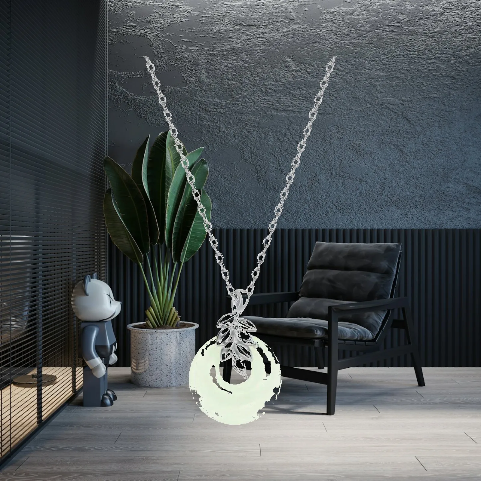 Silver Necklace 925 Sterling Silver Chinese Jade Pendant Peace Buckle Necklace for Women Elegant Clavicle Chain Gift