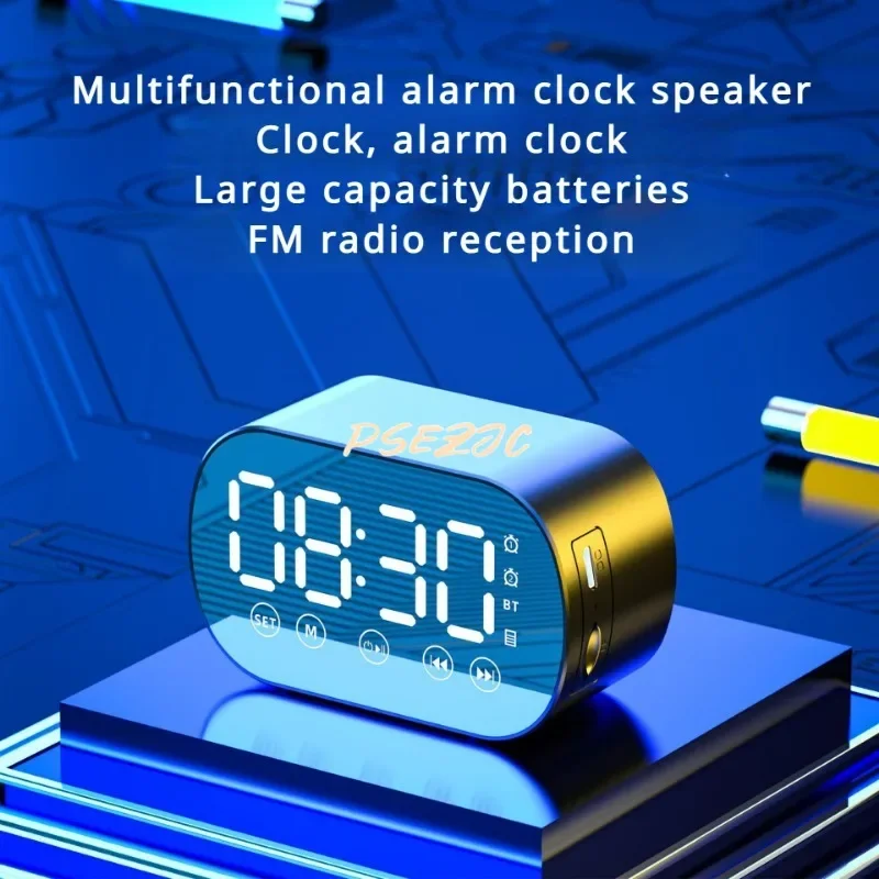 Digital Alarm Clock Plastic Portable Wireless Bluetooth Speaker Alarm Clock Mini Card Insertion Speaker Audio Player