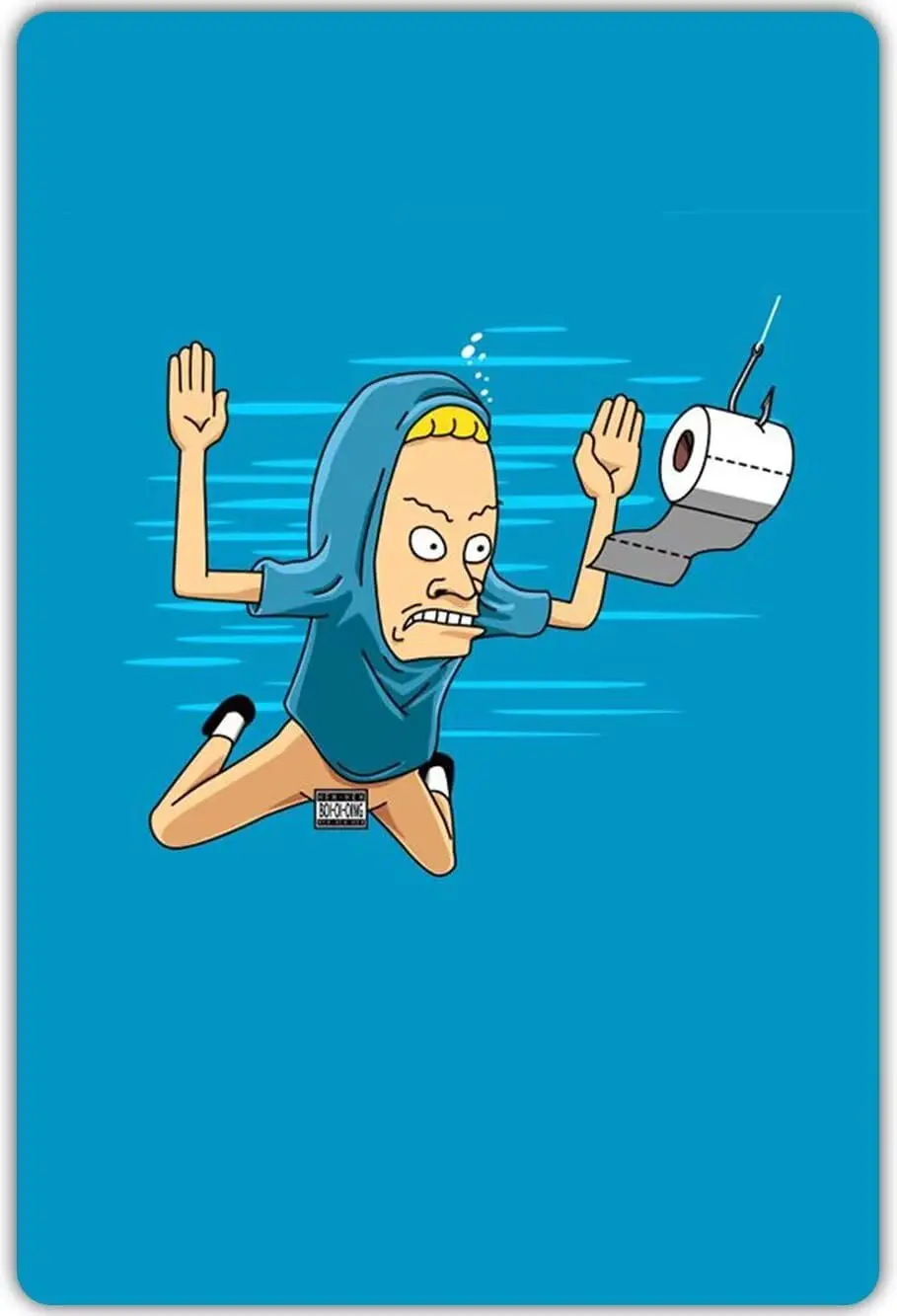 LTIZ Vintage Cute Poster Comedy Metal Plaque Poster Beavis Comedy Butthead Retro Metal Tin Sign Plaque Wall Decor Gift For Bathr