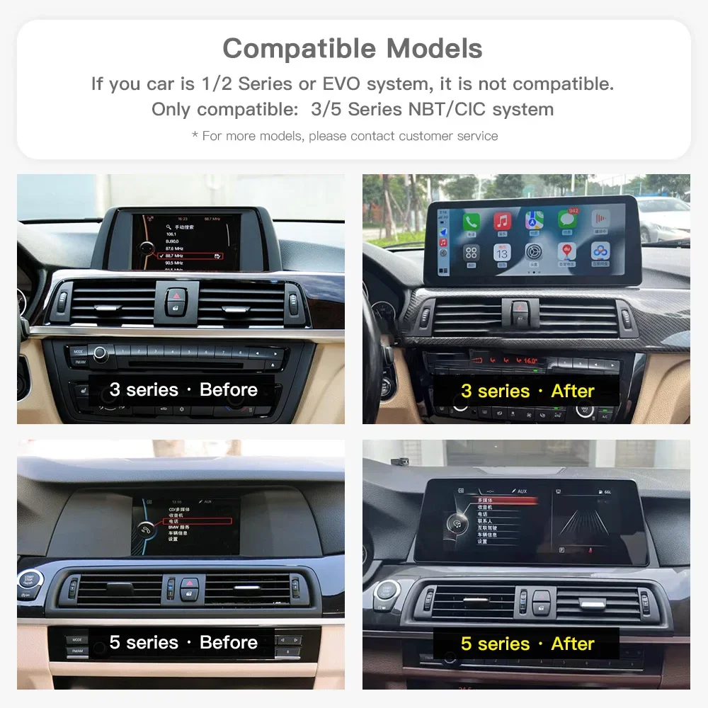 zz 10.25 Inch Linux System Wireless CarPlay Android Auto Car Multimedia Player for BMW F30 NBT/CIC Linux Screen Navigation