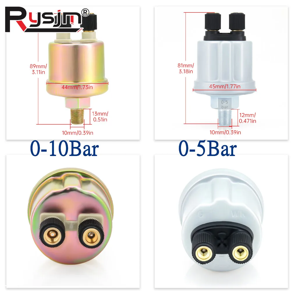 Universal Oil Pressure Sensor 0 to 10 Bars 1/8NPT 0-5Bar Car Engine Pressure sensor 0-10BAR For 52mm Oil Press Gauge Meter