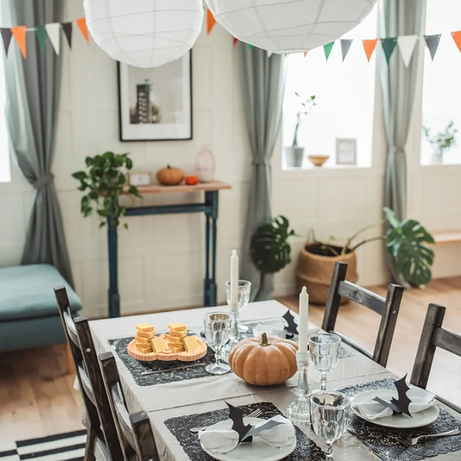 

Snack Wood Serving For Halloween Wood Dessert Tray Party Dessert Fruit Plate Decorative Kitchen Storage Tray