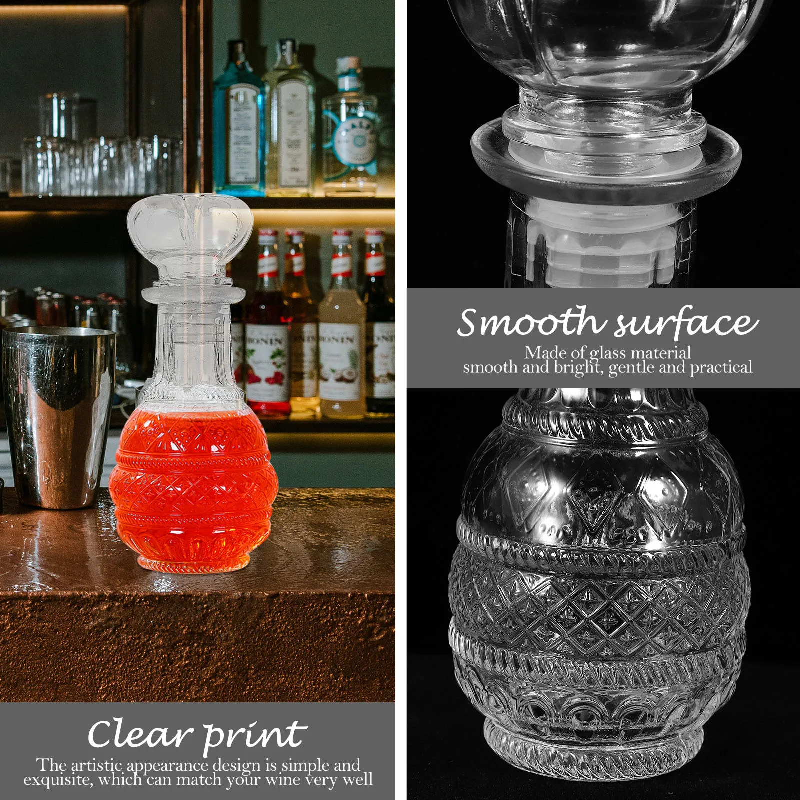 

Transparent Glass Wine Decanter Exquisite Artistic Design Ideal for Restaurants Bars Whiskey Liquor Container Decanter
