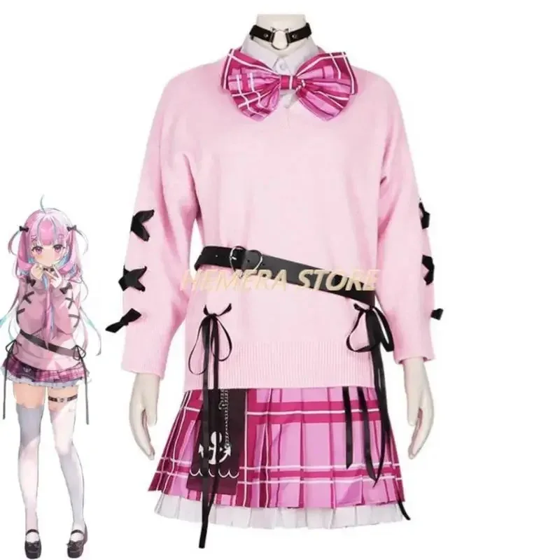 111 www VTuber Hololive YouTuber ميناتو أكوا ديبو أزياء تنكرية شعر مستعار أنيمي سترة قميص تنورة JK موحدة كرنفال الهالوين الاسمية
