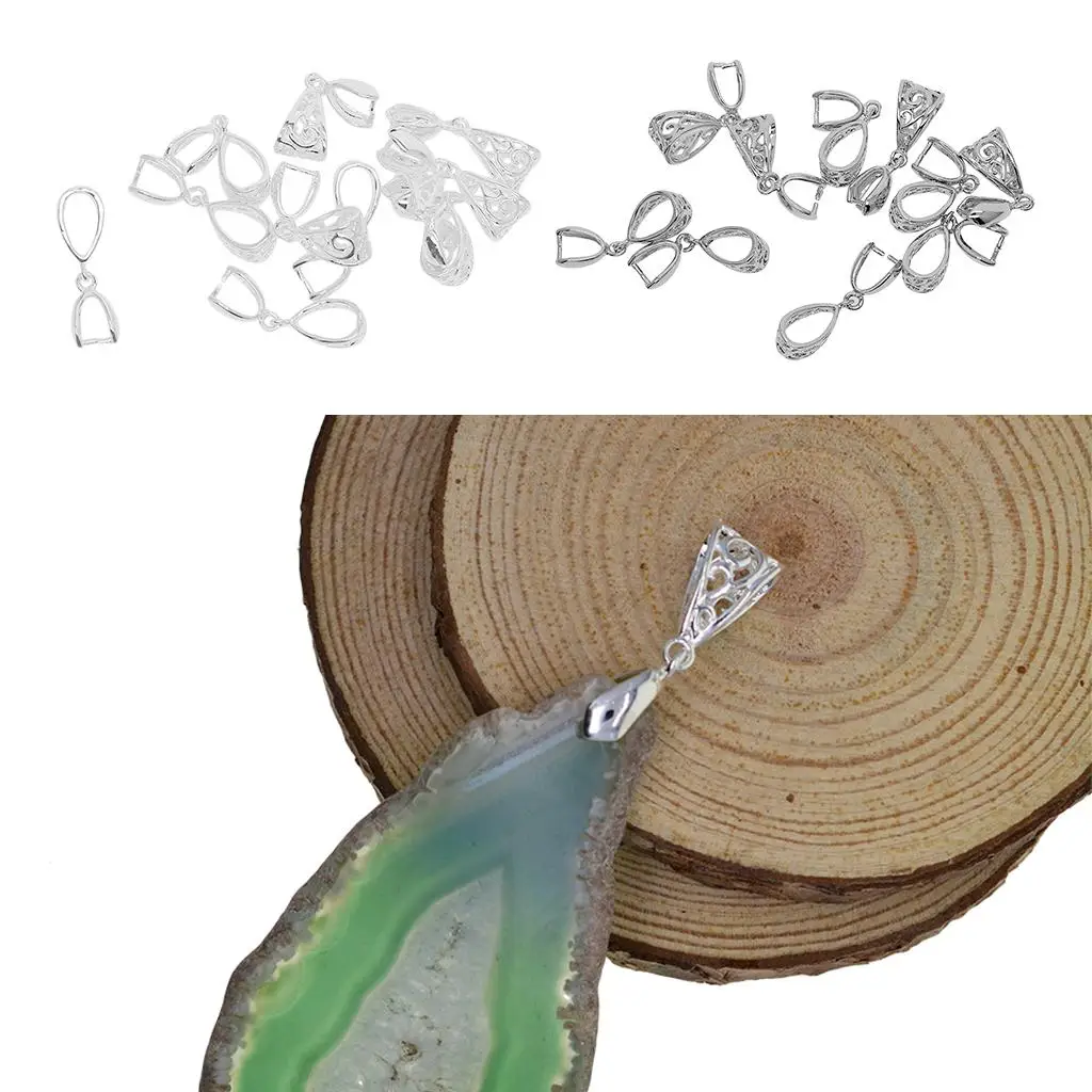 DIY Jewelry Making Pendant Bail Pinch White Gold Brass Connector Charms for Accessories Jewelry Beads Necklace and Bracelet