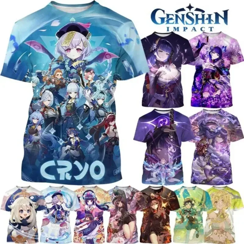 Anime Game Genshin Impact 3D Print T-shirt Woman Streetwear T Shirts Harajuku Tees Tops Women Girl Oversized Y2k Clothing