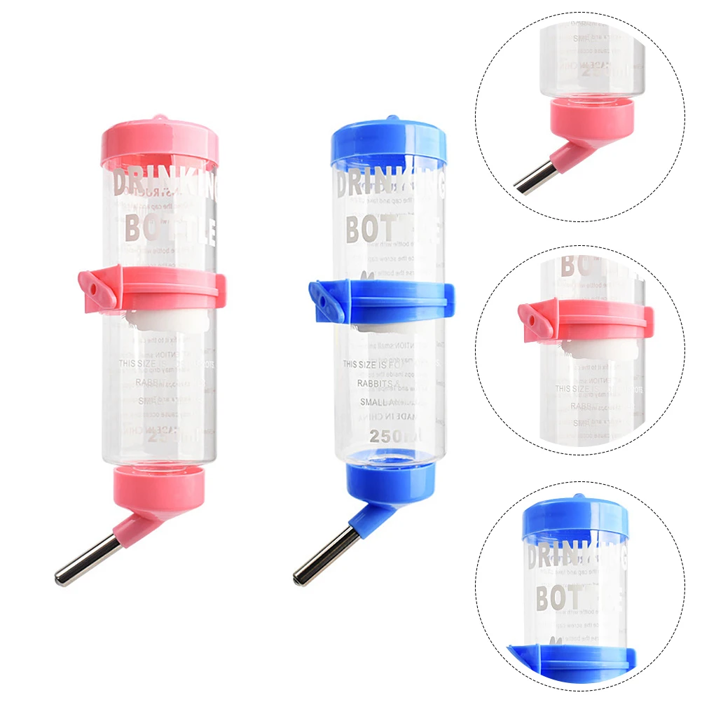 

2Pcs Space-Saving Rabbit Hanging Water Container Simple Structure Design Chinchilla Guinea Pig Squirrel Feeder