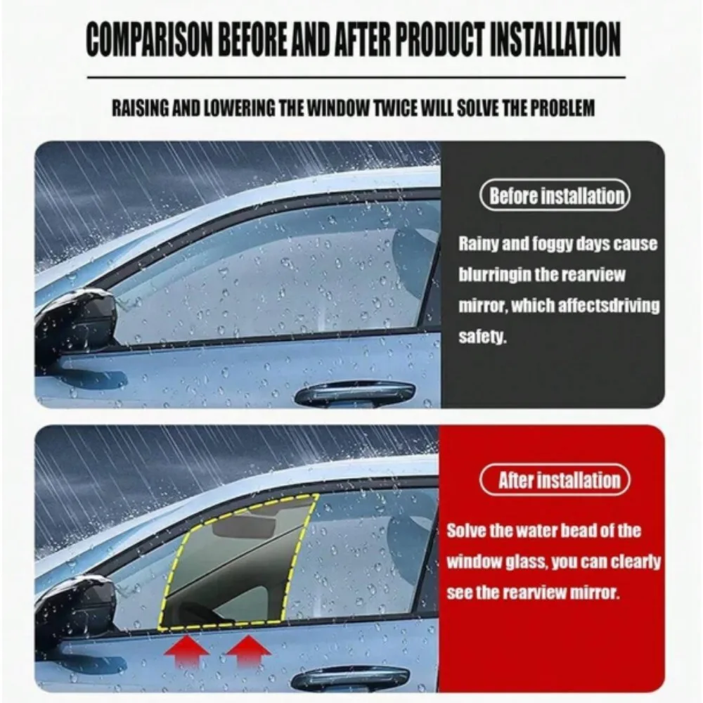 2Pcs Car Side Window Wiper Rubber Window Rain/Snow Scraper Waterproof Sealing Strip Car Window Gap Filler Scratch-Free