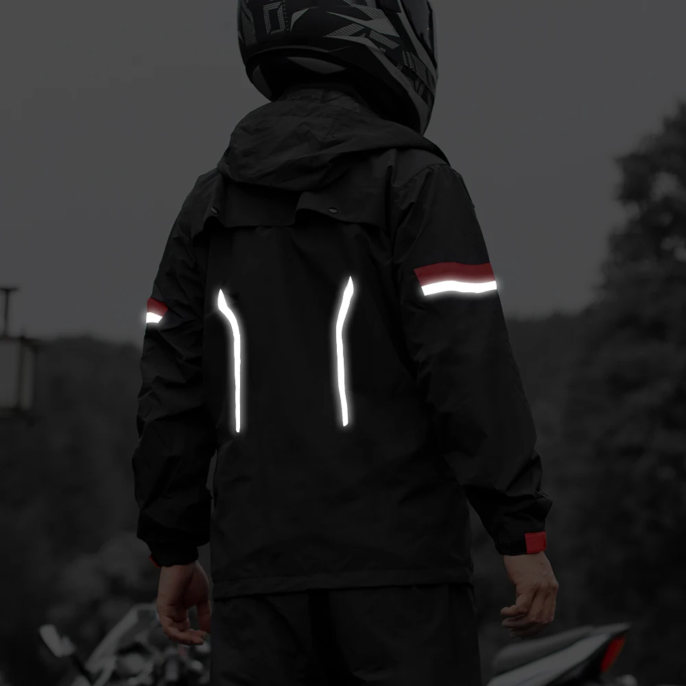 WOSAWE Reflective Motorcycle Raincoat Unisex ​Raincoat Waterproof Motocross Suit Waterproof Motorcycle Jacket Hiking Coat