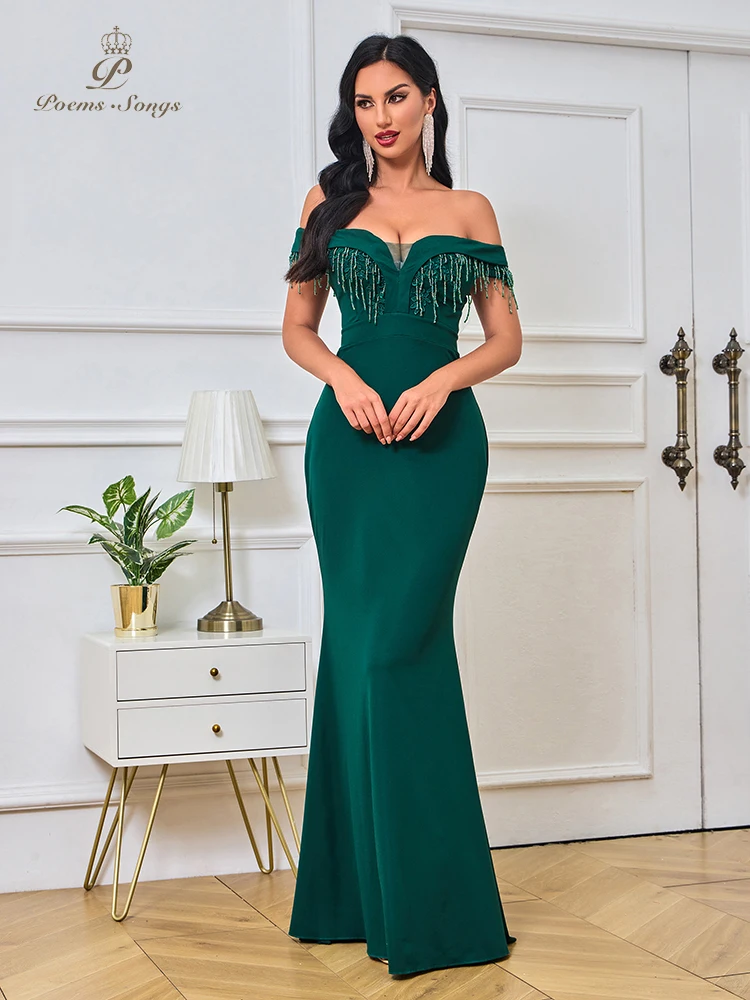 Boat Neck green dress beads evening dress prom dresses evening gowns Party dresses vestidos de fiesta robe de soirée de mariage