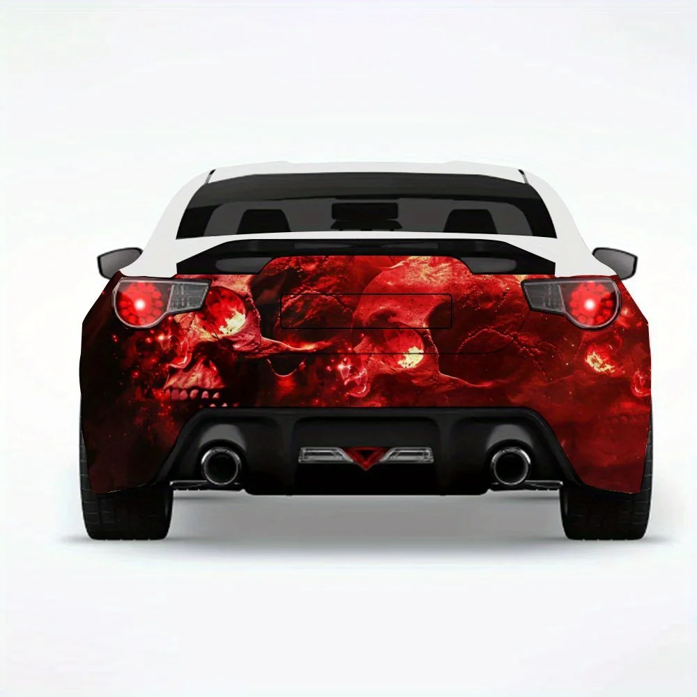 

Автомобильная наклейка с изображением пылающего черепа, виниловая наклейка на заднюю часть автомобиля, водонепроницаемые самоклеящиеся виниловые наклейки для хвоста и бампера автомобиля, деко
