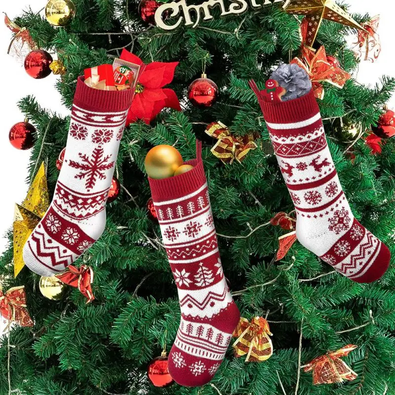 Christmas Stocking Socks Christmas Bags For Gifts Fireplace Xmas Tree Ornaments Decorations For Home New Year Packages