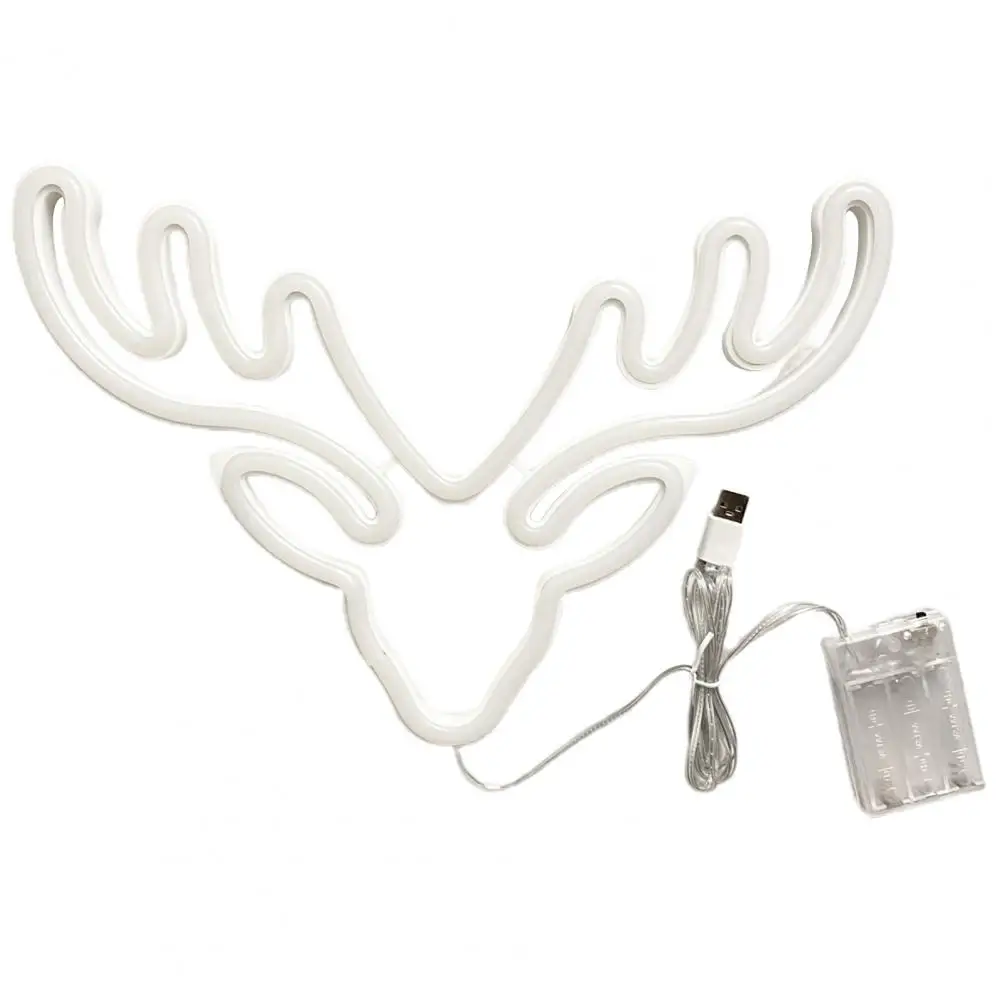 Led Night Light Led Neon Light Decor Unique Deer Head Shape Usb/battery Operated Low-power Consumption Christmas Lamp Party